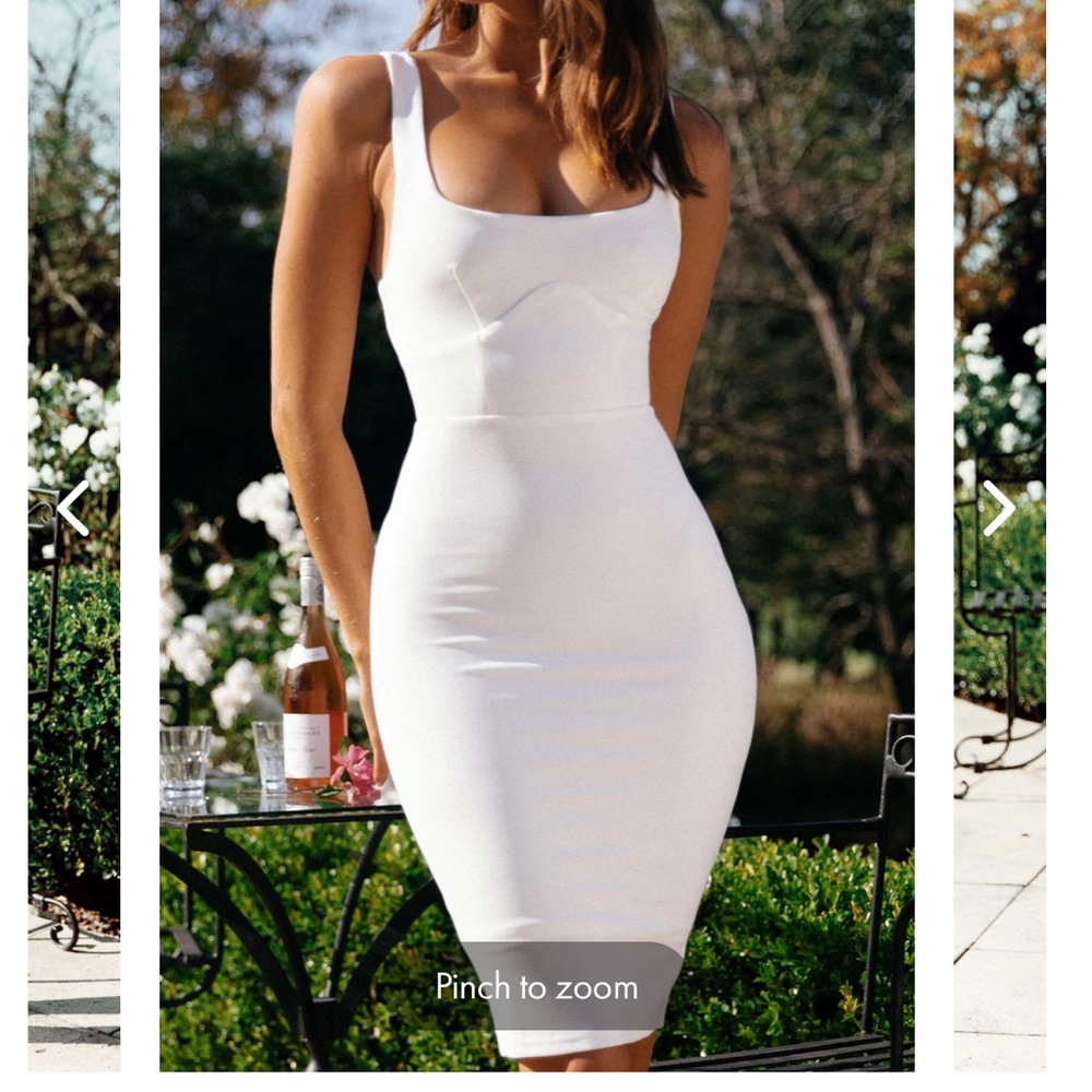 Anecdote U-Neckline Knee Length Dress White